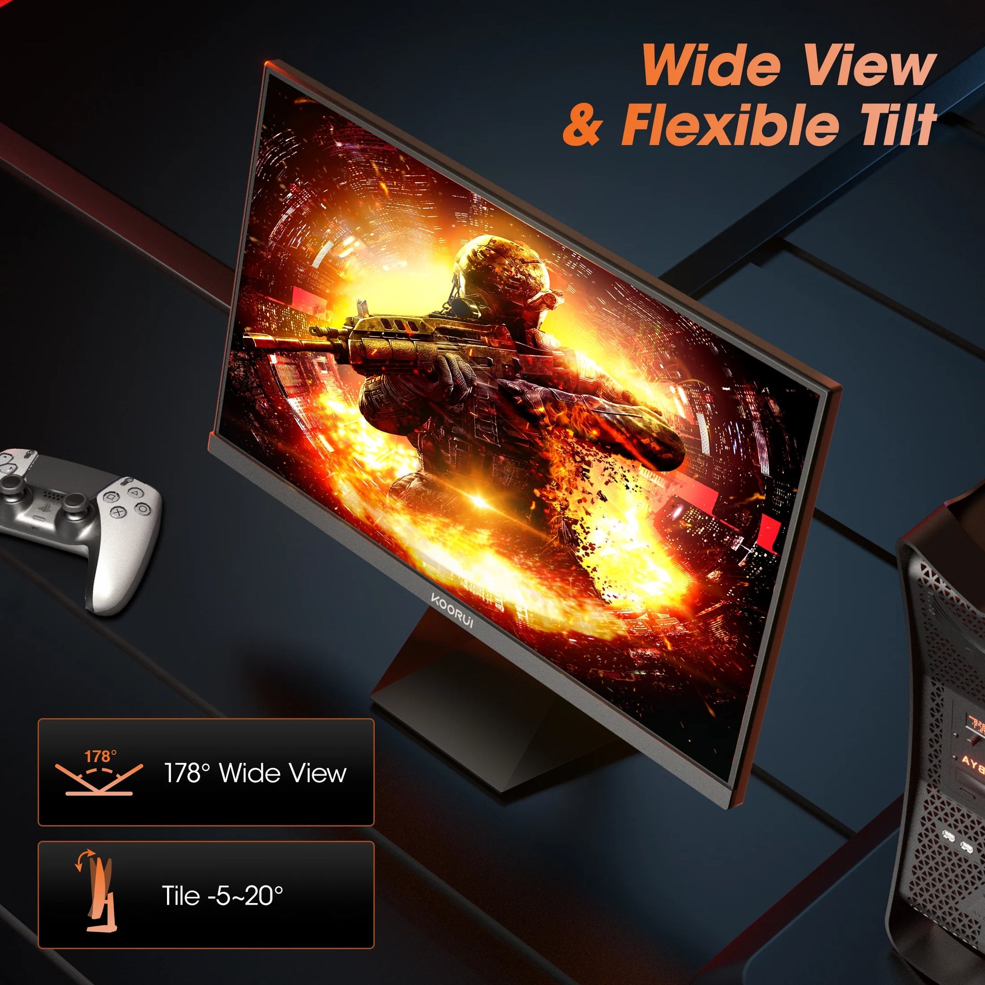 KOORUI 24" 2K Gaming Monitor, 180Hz QHD Computer Monitor, New Pc Monitor, G2421V