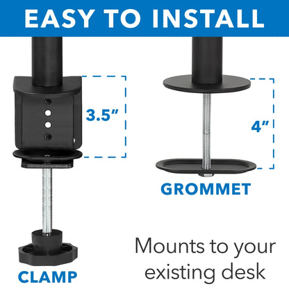 Adjustable Height Dual Desk Full-Motion Monitor Mount