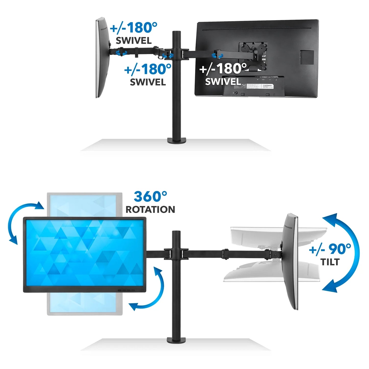 Adjustable Height Dual Desk Full-Motion Monitor Mount