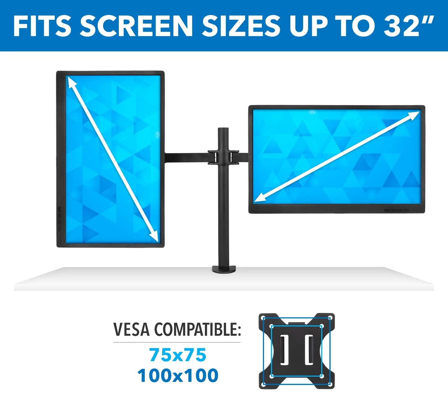 Adjustable Height Dual Desk Full-Motion Monitor Mount